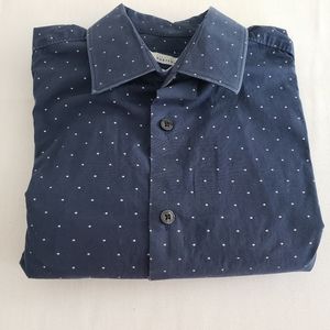 Perry Ellis Portfolio Spotted Print Slim Fit Dress Shirt